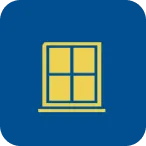 A blue and yellow icon with a window on it